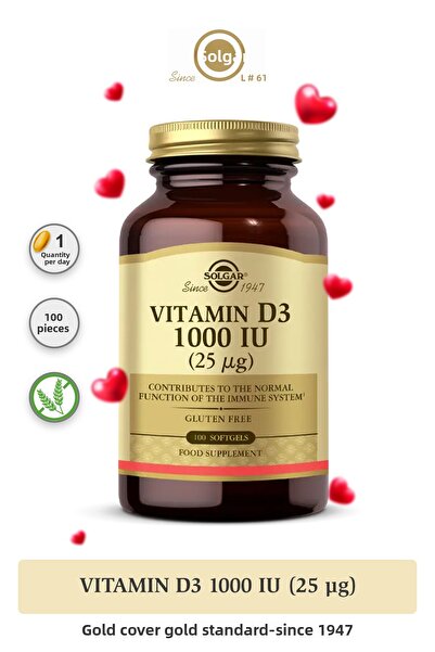 Solgar فيتامين د3 1000 وحدة دولية - 25 MCG 100 كبسولة ناعمة