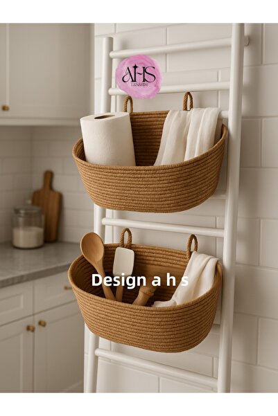 Ahs Tasarım Coș de depozitare din răchită naturală – Organizator pentru baie ...