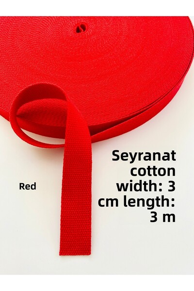 seyranat لون أحمر، عرض 3 أمتار، عرض 3 سم، حزام محفظة من القطن، مقبض، شريط منس...