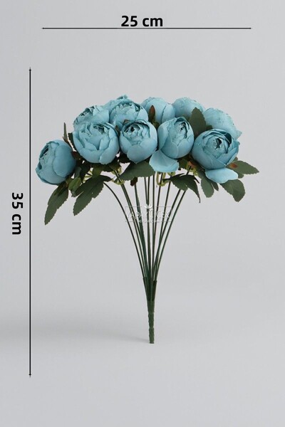 Yapay Çiçek Deposu Floare Artificială 12 buc Buchet de bujor 35 cm Turcoaz