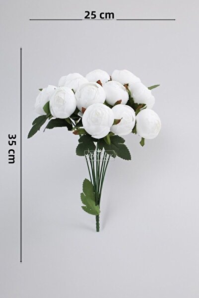 Yapay Çiçek Deposu Artificial Flower 12-Pack Peony Bunch 35 cm White