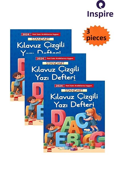 inkspire A4 19x27 cm Caiet de scris frumos - 24 coli, 3 bucăți standard cu li...