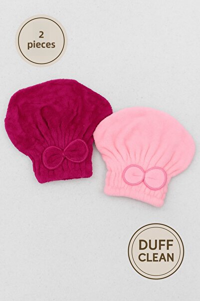 DUFF CLEAN (Burgundy & Pink) Hair Drying Cap Head Towel Shower Cap Wet Hair D...