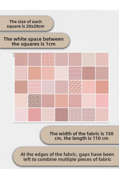 FabricMarket 100% Cotton Satin Fabric – 35 Pieces 20X20 Cm, One Piece Patchwork Fabric, Beige Colors