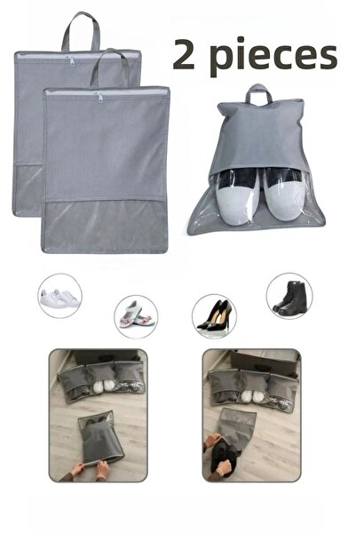 Bayev 2 Pieces Fabric Shoe Storage Bag - Suitcase Organizer Shoe Pouch with Transparent Window
