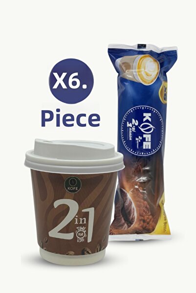 KOFE قهوة جاهزة 2 في 1 في أكواب، عبوة من 6 قطع