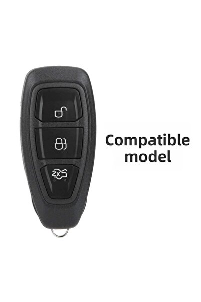 Luxe Aksesuarr Husa de protectie pentru chei din silicon cu 3 butoane, compatibila cu Ford Fiesta, Focus, Kuga, culoare negru argintiu