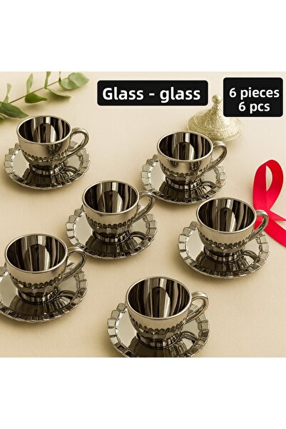 Fiyakalı Ürünler Atölyesi طقم أكواب قهوة زجاجية 6 قطع، موديل تورين، طقم أكواب...