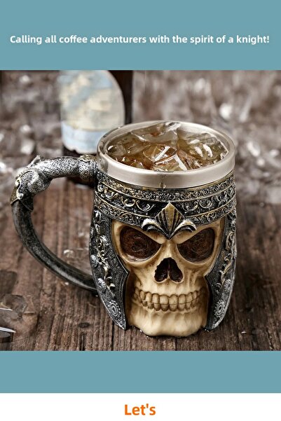 Letsii 3D Designed Skull Knight Mug Cup Aesthetic and Functional
