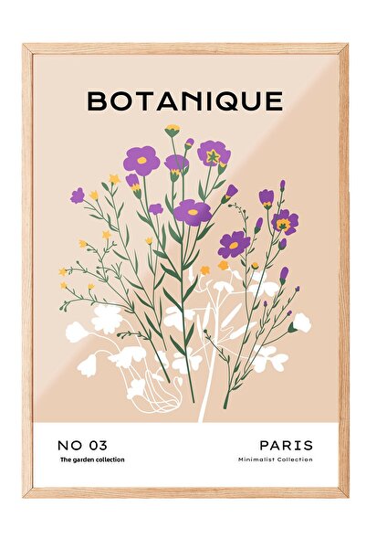Zestia Tablou înrămat pe lemn, Flori sălbatice - Botanique Paris, Poster deco...