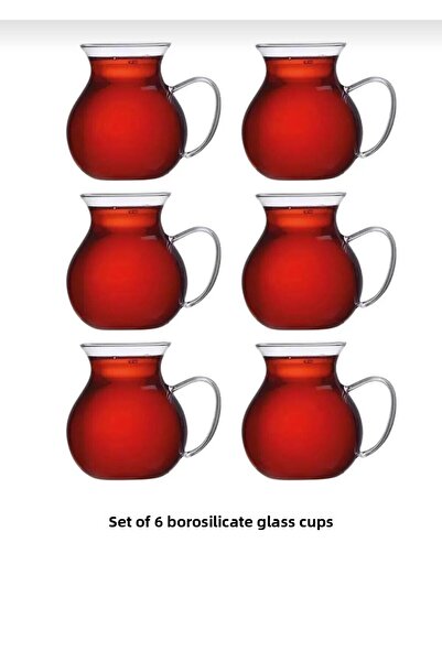 İLİVA 6-Piece Heat-Resistant Tea Cup with Handle Key-I Ala Tea Cup