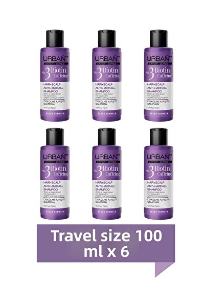 Urban Care شامبو إكسبرت بيوتين كافيين المضاد للتساقط والمساعد على النمو السريع 100 مل × 6 قطع