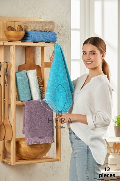 HERA Kitchen and Hand&Face Towel Set Cotton 12 Pieces 30 X 50 cm