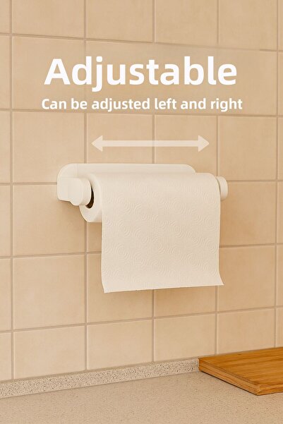 Febros Adjustable Self-Adhesive Paper Towel Holder Suitable for Any Size Paper Towel Paper Holder
