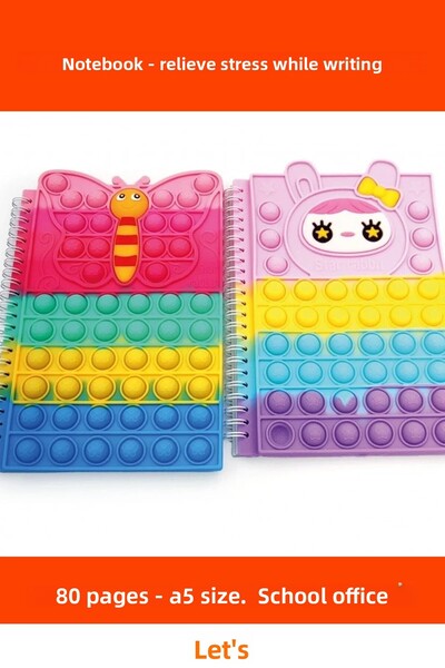 Letsii دفتر ملاحظات A5 بتصميم Pop It اللطيف، 80 ورقة