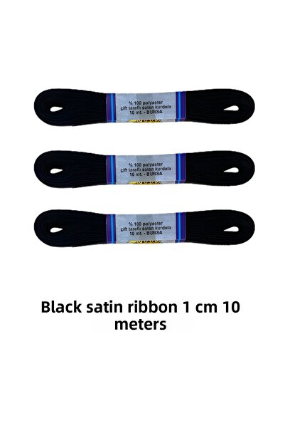 Organizasyon Pazarı Black Satin Ribbon 1cm 10 Meters Balloon Decoration Gift Decoration Cake Decoration Bundle Dowry