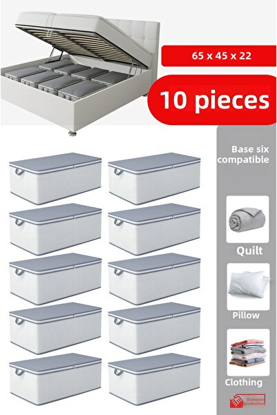 EVSELLA مجموعة من 10 قطع - حاويات تخزين كبيرة الحجم بخطوط هندسية للسرير السفل...