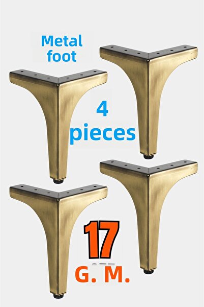 Badem10 Decor 17 cm 4 bucăți picioare de mobilier din metal antic, robuste, pentru masă de cafea, scaun, unitate TV, picior de susținere modern