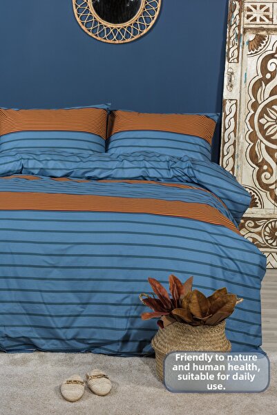 Elart Arden Duvet Cover Set Double Size 100% Cotton Ranforce Fitted Sheet (200X220 cm)