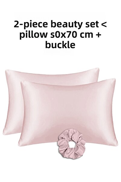 MonoHome كيس مخدة من الساتان والحرير 2 قطعة 50 × 70 سم 2 قطعة من الساتان مع مشبك