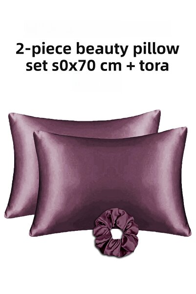 MonoHome Silk Satin Pillowcase 2 Pieces 50X70Cm 1 Piece Satin Buckle Lilac