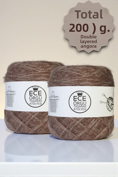 Ece Örgü Tasarım Atölyesi خيط حياكة أنجورا مزدوج الطبقات بلون المنك (200 جرام)