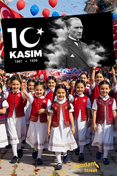 PANDA SOKAĞI لافتة أتاتورك لعيد 10 نوفمبر، طباعة على قماش 200×100، تذكار أتاتورك