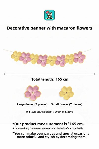 Bunloon Decorative Macaron Floral Banner – Party and Birthday Decoration