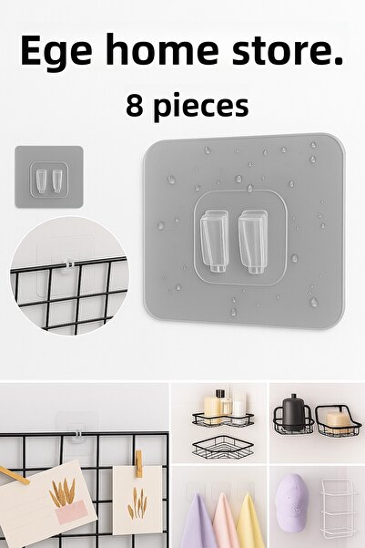 EGE HOME STORE 8 bucăți 7×7 cârlige adezive super puternice de înlocuire pent...