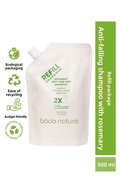 Bade Natural Rosemary Anti-Hair Loss Care Shampoo Refill Pack 500 ml