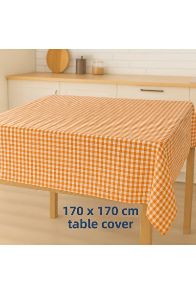 MEKİK MANİFATURA مفرش طاولة كاريلي 170×170 سم - مفرش طاولة أنيق بنمط مربعات