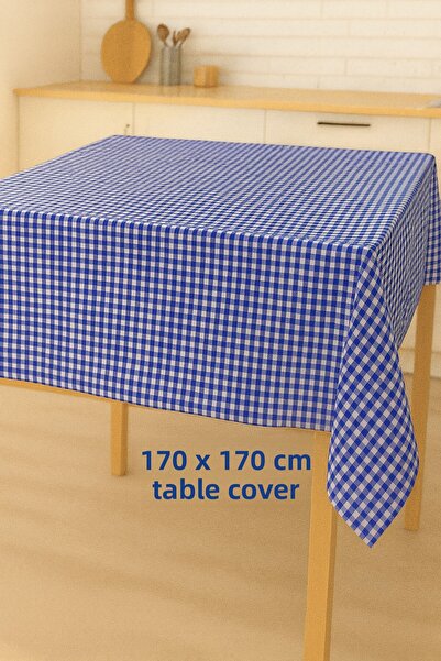 MEKİK MANİFATURA مفرش طاولة كاريلي 170×170 سم - مفرش طاولة أنيق بنمط مربعات