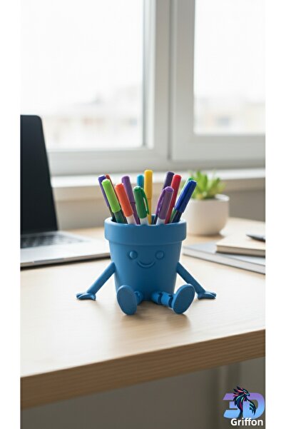 Grifon3D ديكور ممتع للمكتب وطاولة العمل |   حامل أقلام و منظم أزرق لطيف مصنوع...