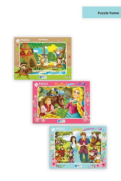 Blue Focus 3 Pcs 72 Pieces Children's Puzzle Indigenous People and Princess R...