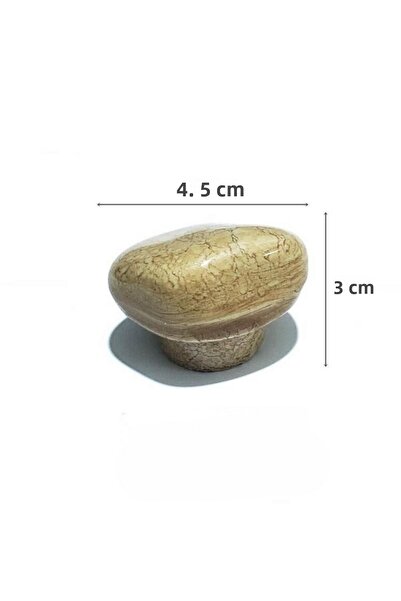 MegaVitrin 5 Pcs Porcelain Stone Button Light Brown Ceramic Furniture Handle Drawer Cabinet Handle (4.5cm)