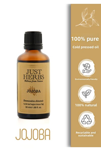 Just Herbs زيت الجوجوبا 50 مل، زيت سيمونداسيا تشينينسيس نقي وطبيعي 100% معصور...