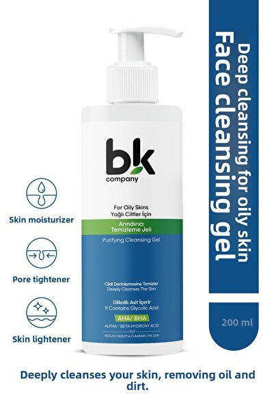 BK COMPANY 200 ml Natural Purifying Facial Cleansing Gel - Anti-Acne and Blac...