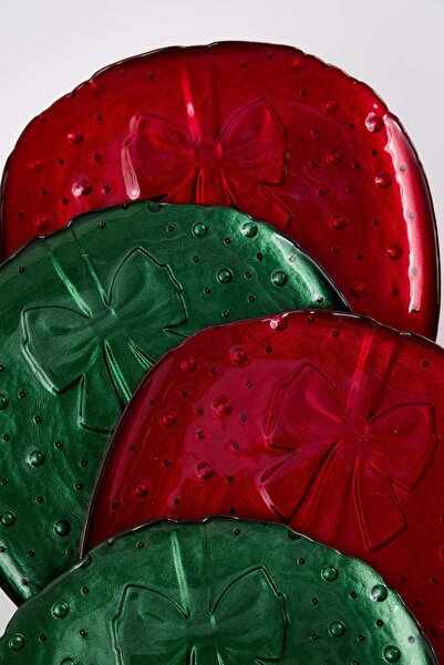 TRENDYOLMİLLA HOME New Year's Bow 4-Piece Cake Plate Tphaw26Tbk00016