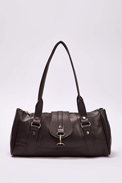 TRENDYOL SHOES Braune Accessoire-Verschluss-Bowling-Schulter- und Handtasche ...