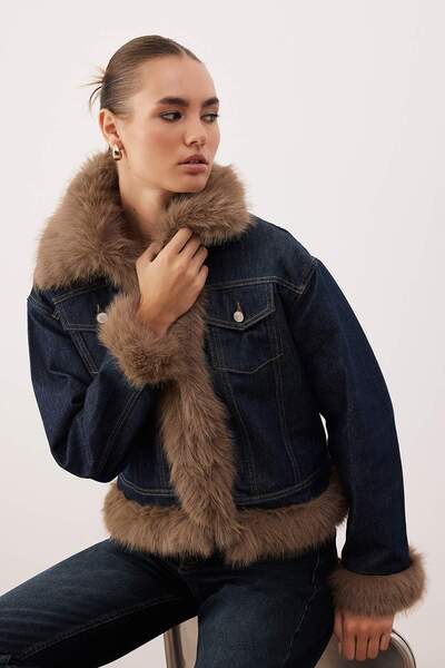 Trendyol Collection Синя куртка з деніму, що не линяє, TWOAW26CE00059