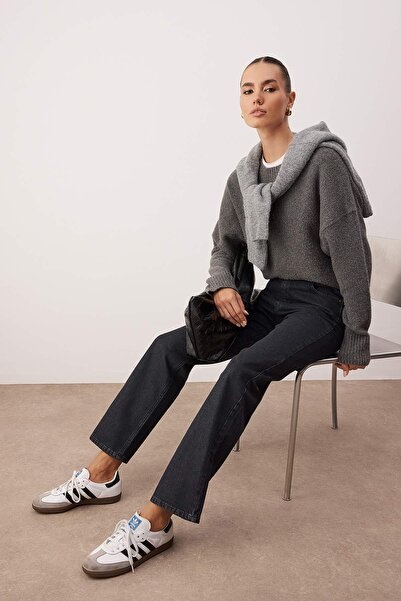 Trendyol Collection Black High Waist Straight Smoke Jeans Twoaw26Je00158