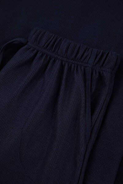 Trendyol Collection Navy Blue Regular Soft Waffle Knitted Pajama Set Tmnaw26Pt00066