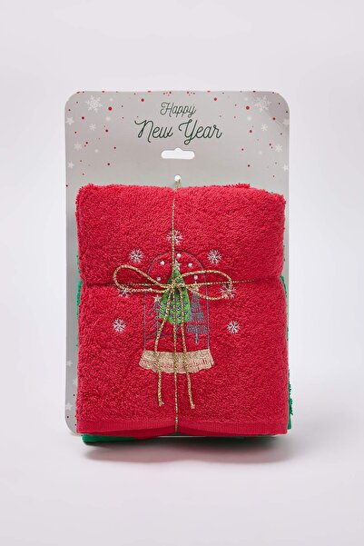 TRENDYOLMİLLA HOME Set of 2 New Year Themed Embroidered Face Towels 50X80Cm Tphaw26Hvl00003