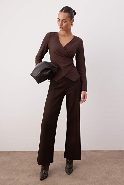 Trendyol Collection Кафява тъкана блуза TWOAW26BZ00142
