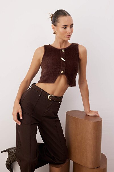 Trendyol Collection Brown Regular Vest Twoaw26Ye00065
