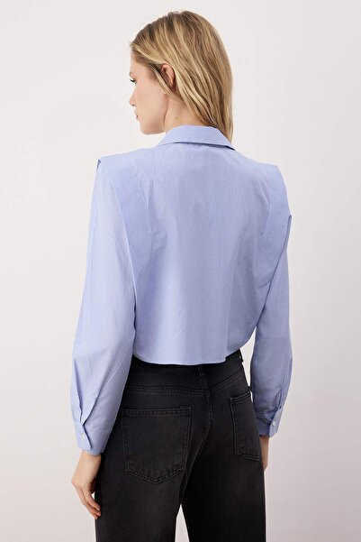 Trendyol Collection Modrá tkaná košile s vycpanými rukávy TWOSS24GO00041