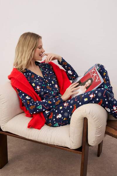 Trendyol Collection Σετ Πιτζάμες Πλεκτές Πλεκτές Πιτζάμες 100% Μπλε 100% Βαμβάκι THMAW22PT1212