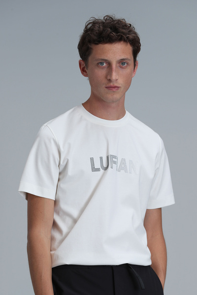 Lufian Μπλουζάκι Benjamin Modern Graphic Pattern - Off White