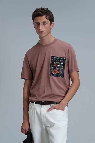 Lufian Εξωτικό μοντέρνο γραφικό μπλουζάκι κανέλα