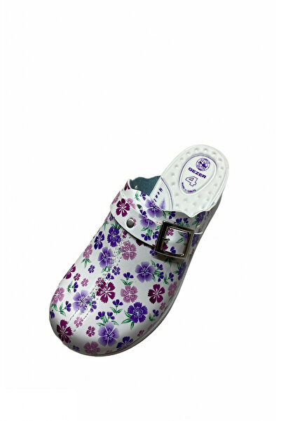 OEM Women's medical clogs, medicinal type, sanitary, 36 EU White with colorful flowers